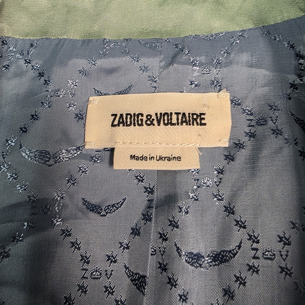 Zadig & Voltaire Women's Green Victor Satin Blazer Suit Jacket Size 38 - Picture 4 of 9